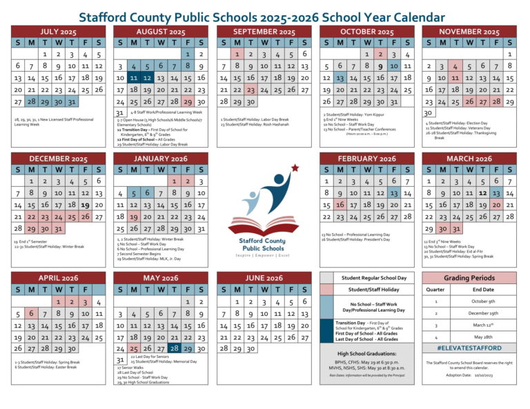 Stafford County Public Schools Calendar 2526 Revised [pdf] EduCounty