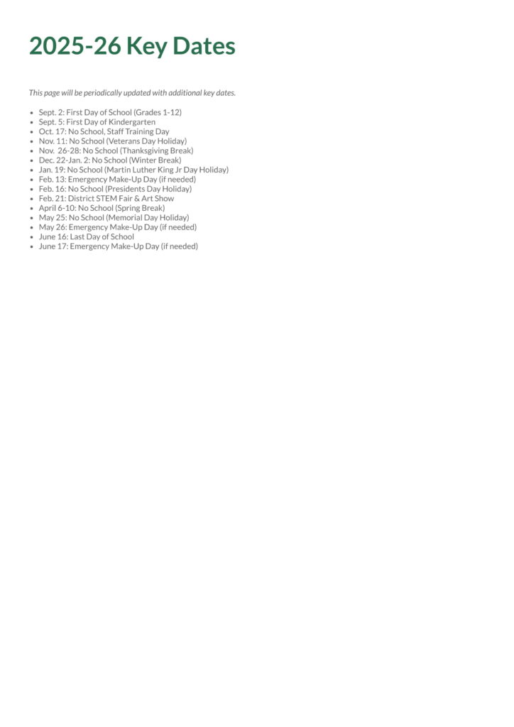 SumnerBonney Lake School District Calendar 2526 Revised [PDF] EduCounty