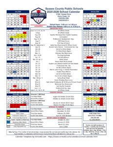 Sussex County Public Schools calendar