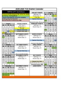 Tiffin City Schools calendar