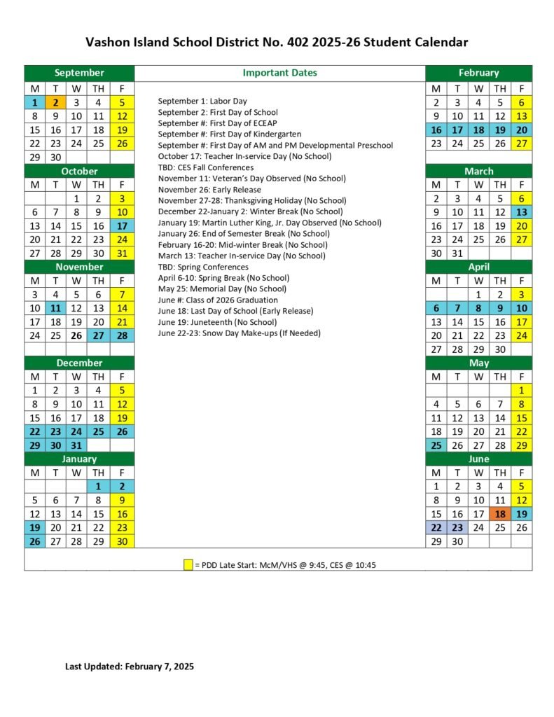 vashon island school district calendar