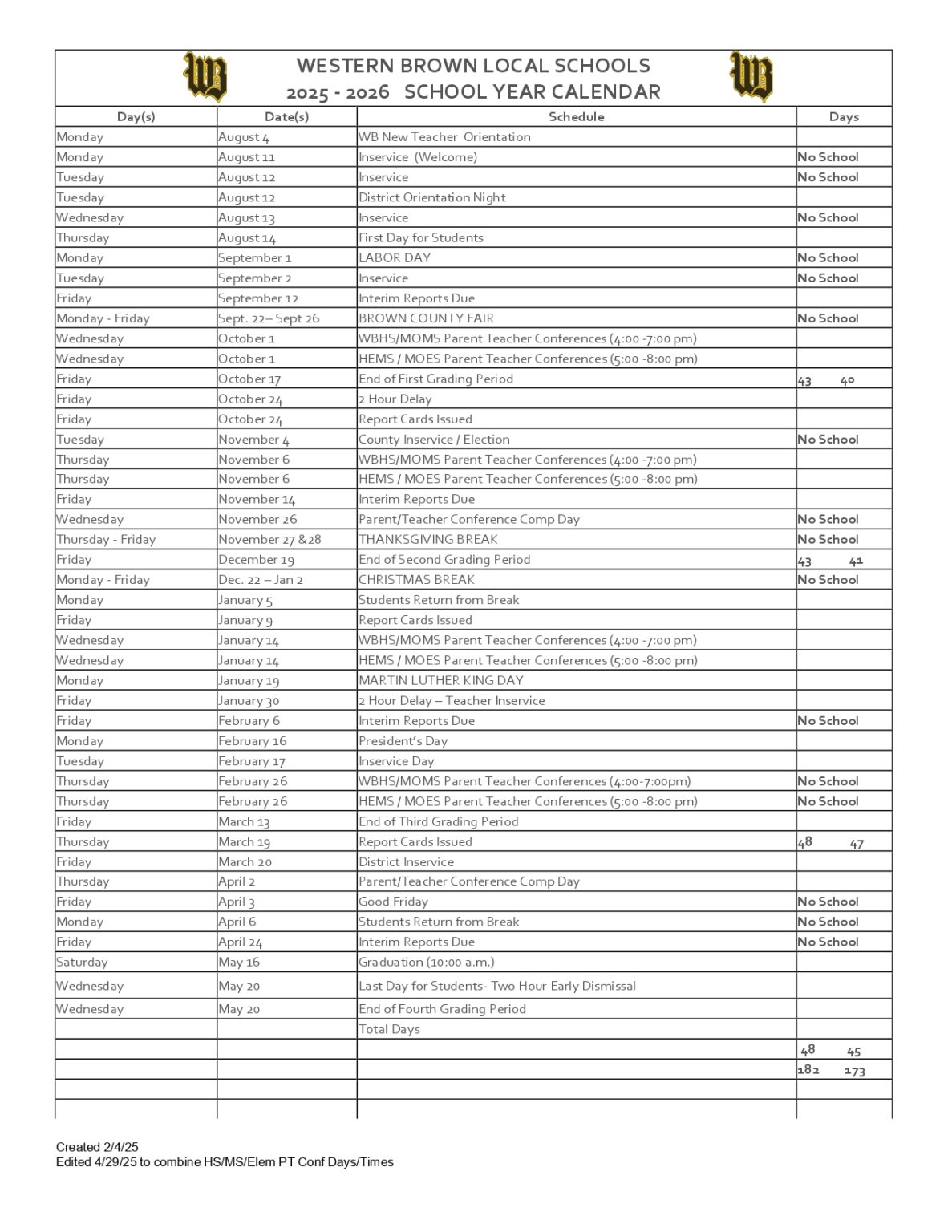 Western Brown Local Schools Calendar 25 26 PDF EduCounty western-brown-local-schools-calendar-25-26-pdf-educounty