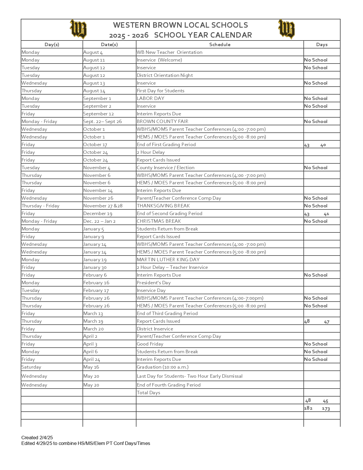 Western Brown Local Schools Calendar 25 26 PDF EduCounty western-brown-local-schools-calendar-25-26-pdf-educounty