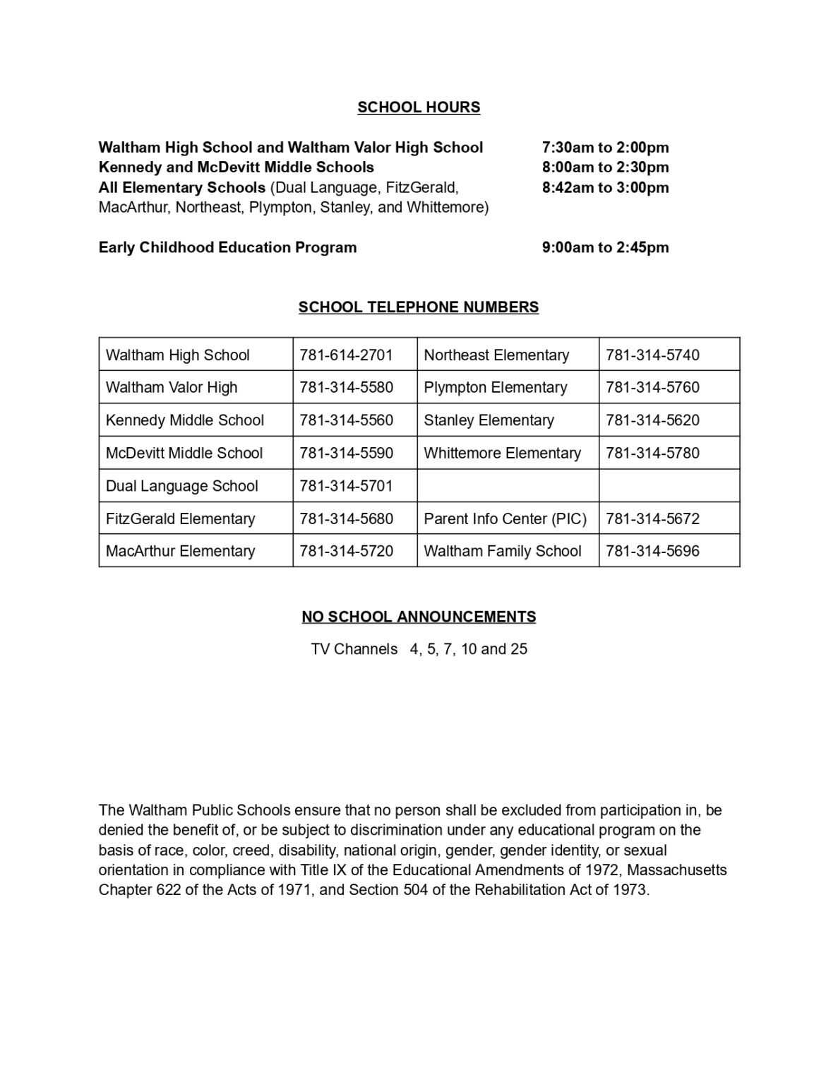 Waltham Public Schools Calendar 2526 revised [pdf] EduCounty