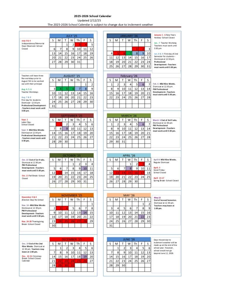 Wise County Public Schools Calendar