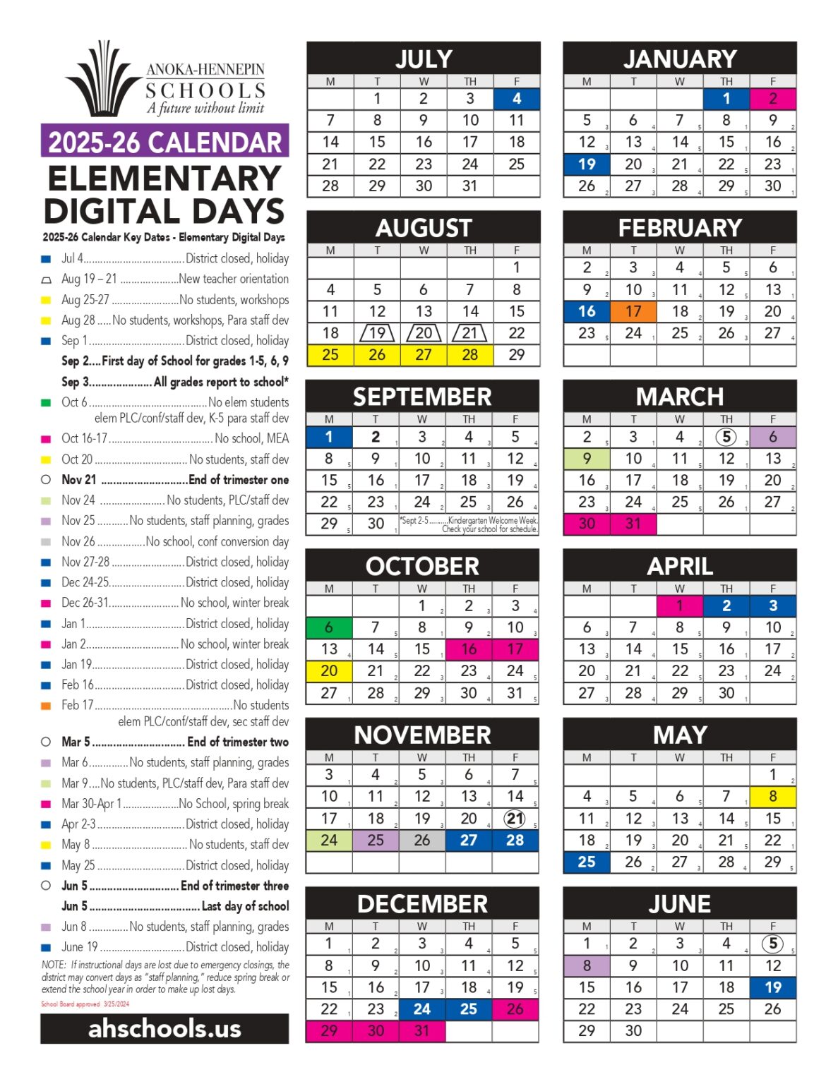 AnokaHennepin Schools MN Calendar 2526 Revised [PDF] EduCounty