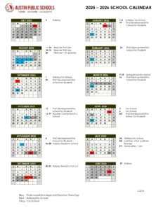 AUSTIN PUBLIC SCHOOLS CALENDAR