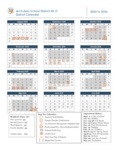Archuleta School District 50 JT 25-26 calendar