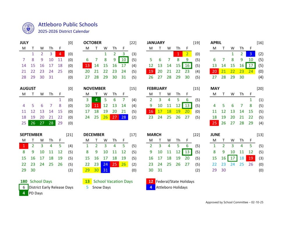 Attleboro Public Schools CALENDAR