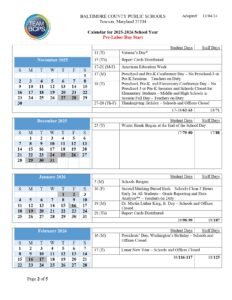 Baltimore County Public Schools calendar