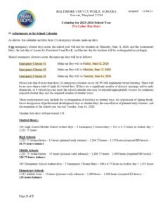 Baltimore County Public Schools calendar