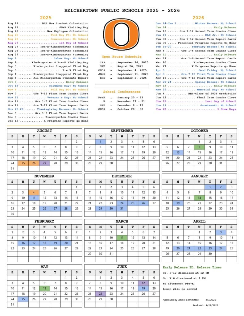 BELCHERTOWN PUBLIC SCHOOLS calendar