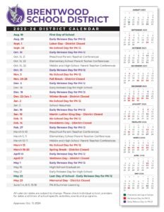 Brentwood School District calendar