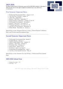 BLUE SPRINGS SCHOOL CALENDAR