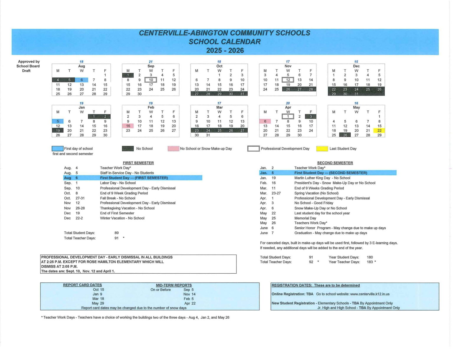 CENTERVILLE ABINGTON COMMUNITY SCHOOLS Calendar 25 26 Revised PDF