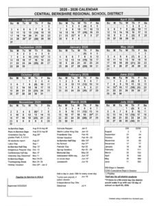 Central Berkshire Regional School CALENDAR