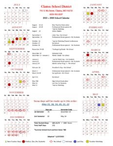 Clinton School District 25-26 calendar