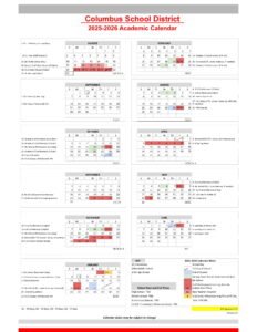 Columbus School District CALENDAR