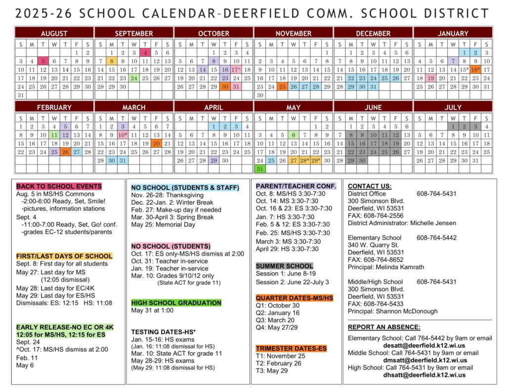 deerfield community school district calendar