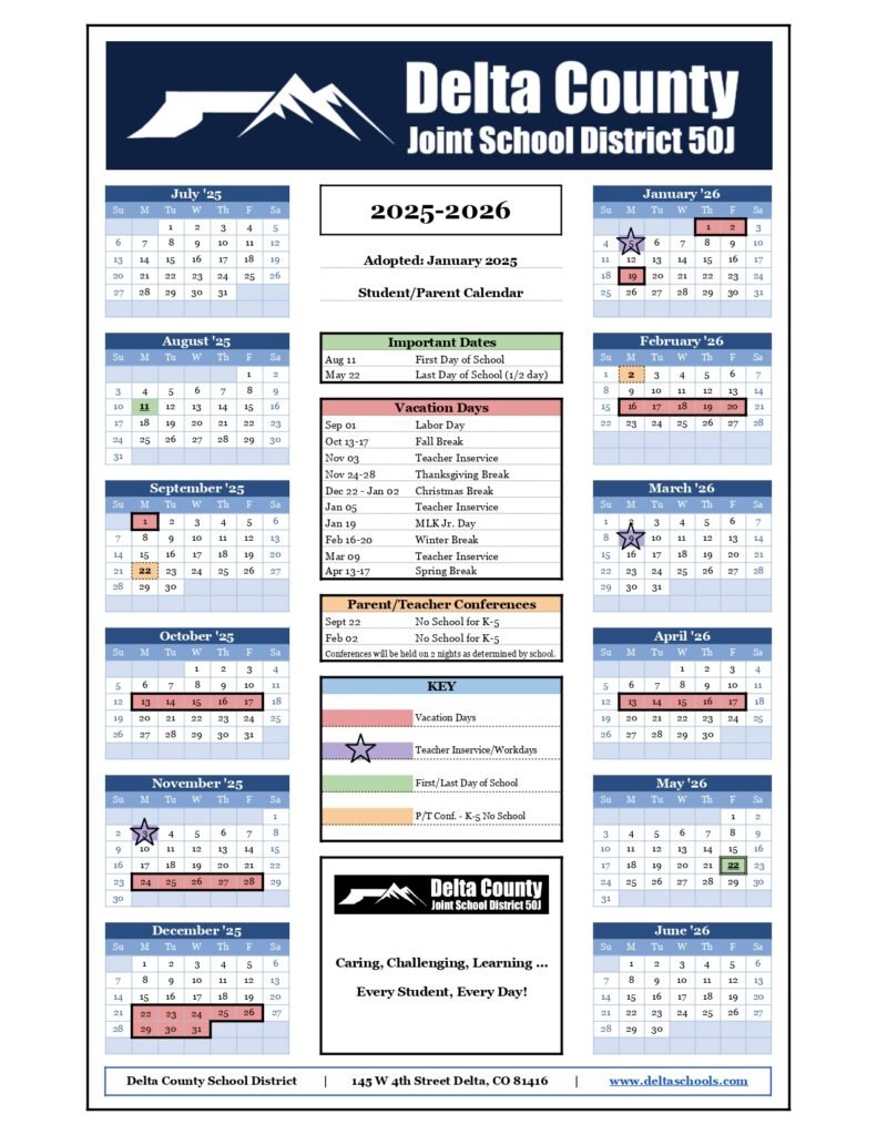 delta county joint school calendar