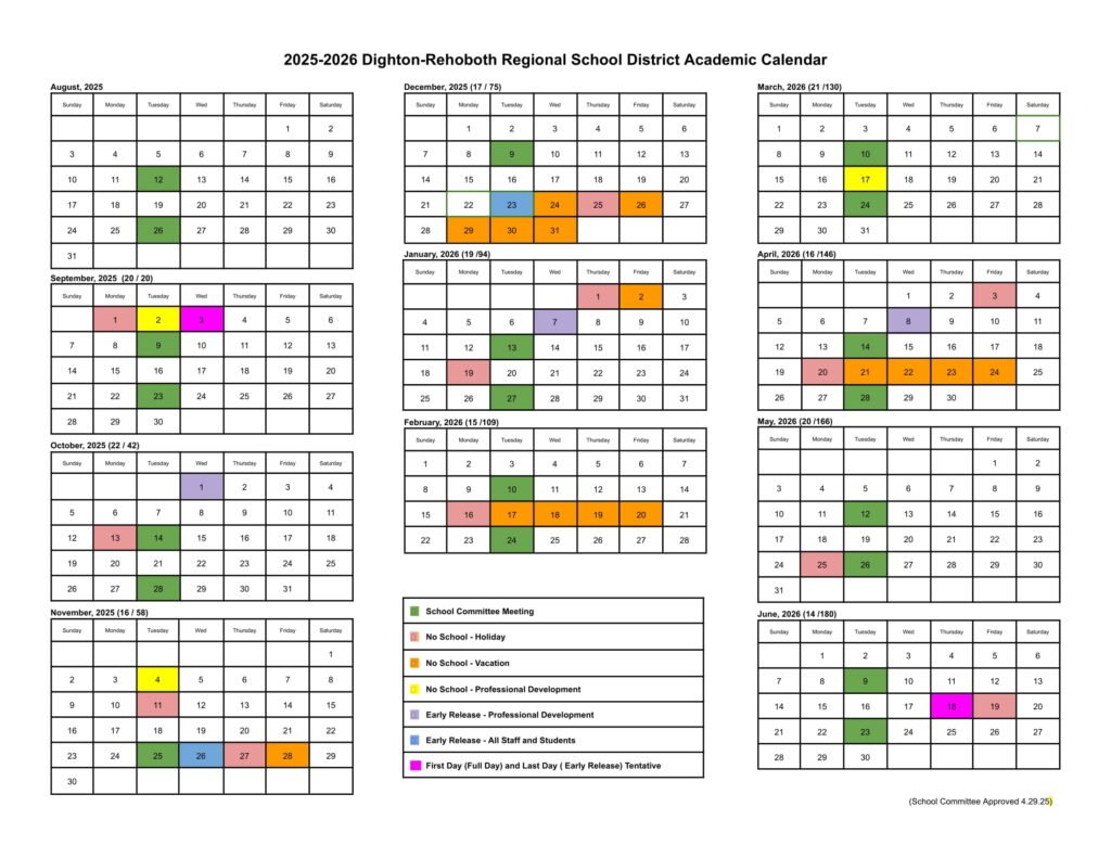Dighton-Rehoboth Regional School CALENDAR