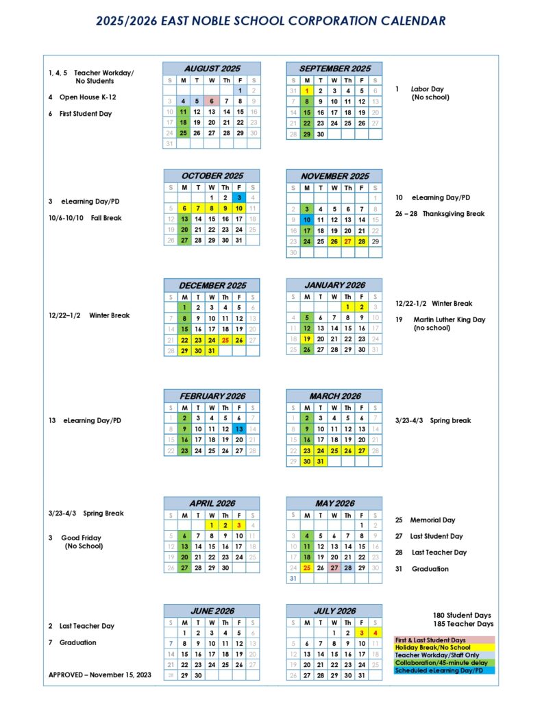 East Noble School Corporation Calendar 25 26 Revised PDF EduCounty east-noble-school-corporation-calendar-25-26-revised-pdf-educounty