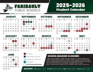 FARIBAULT PUBLIC SCHOOLS 25-26 calendar