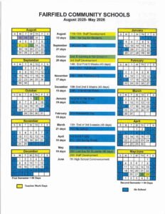 Fairfield Community Schools in calendar
