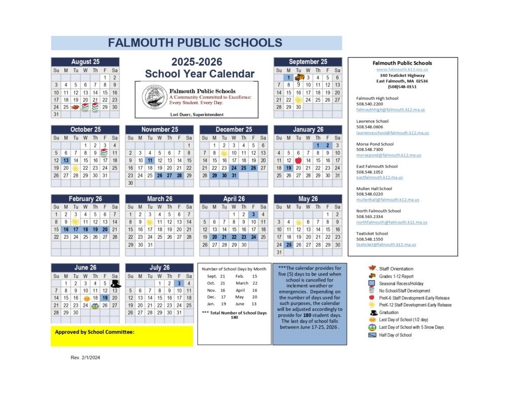 Falmouth Public Schools calendar
