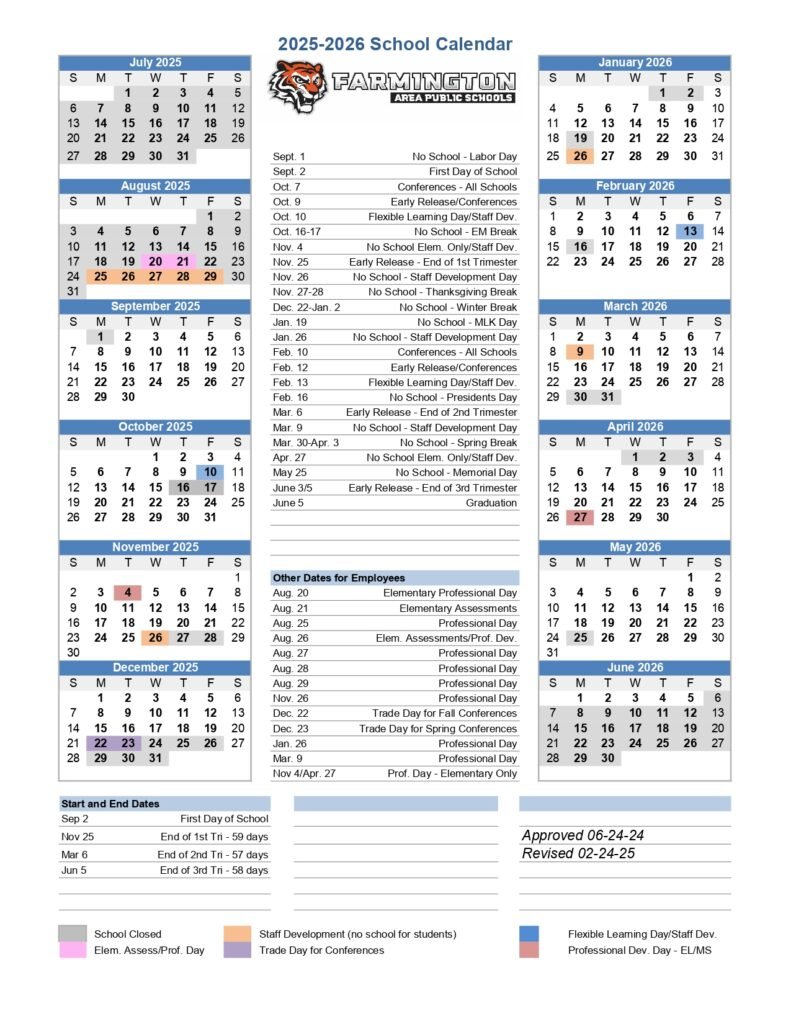 FARMINGTON AREA PUBLIC SCHOOLS calendar