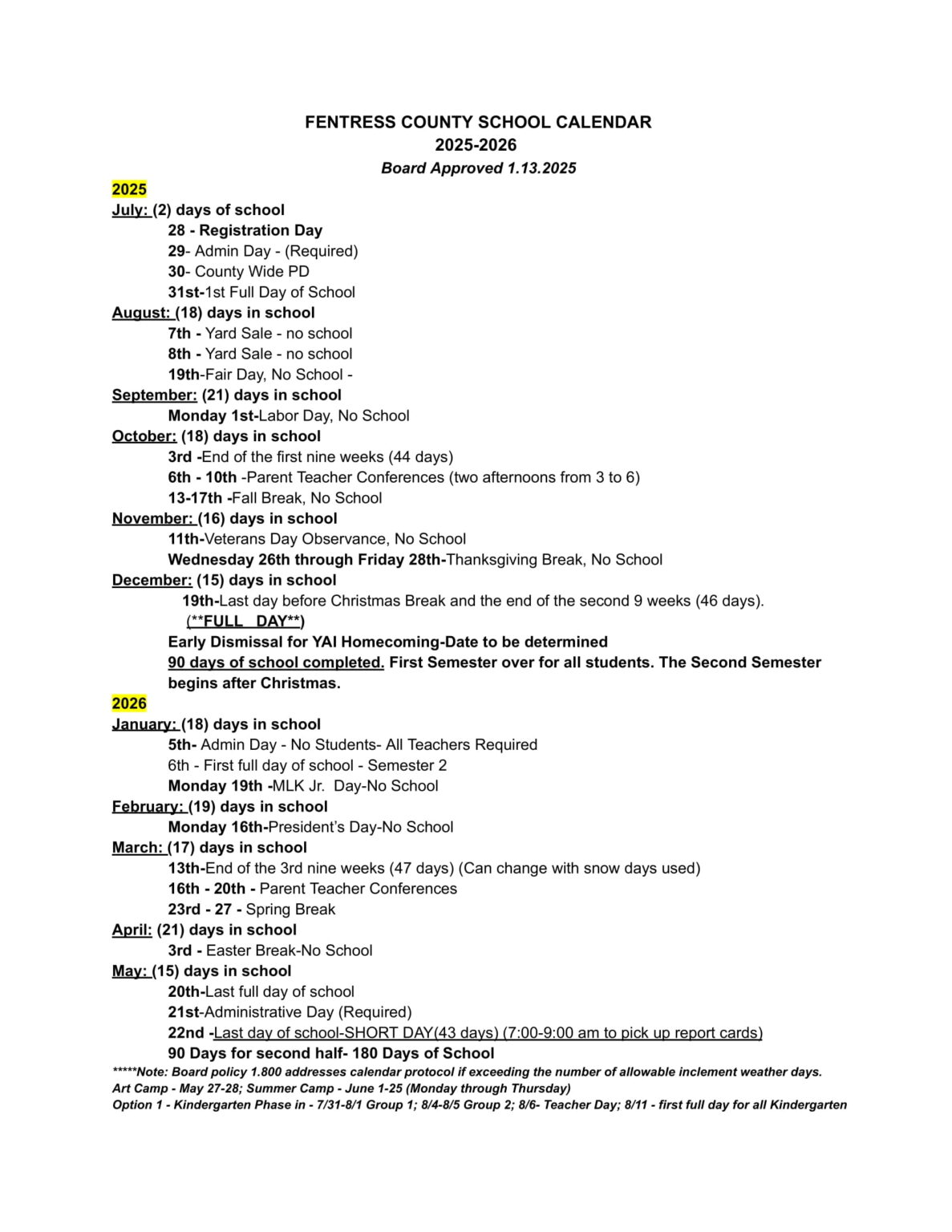 Fentress County Schools tn Calendar 25-26 Revised [PDF] - EduCounty