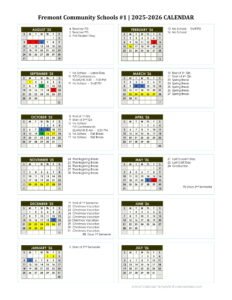 Fremont Community Schools #1 CALENDAR