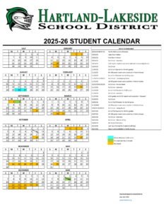 HARTLAND LAKESIDE SCHOOL DISTRICT CALENDAR