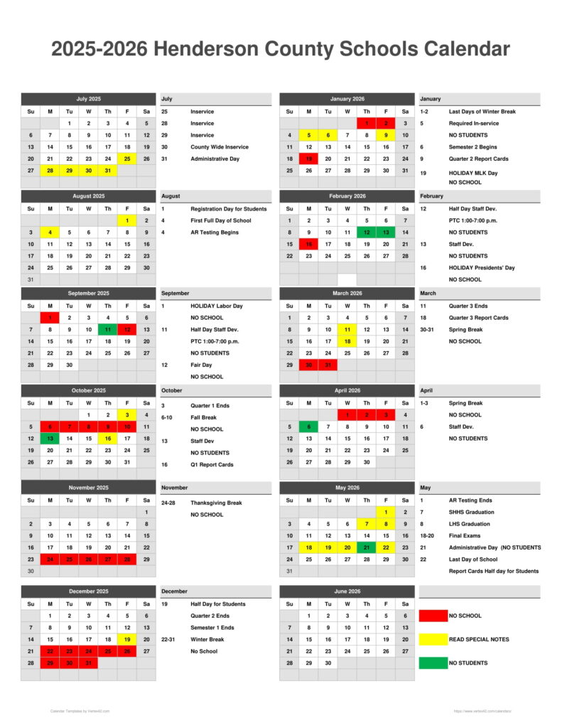 Henderson County Public Schools Calendar Henderson County Public Schools &ndash; Every Piece Matters