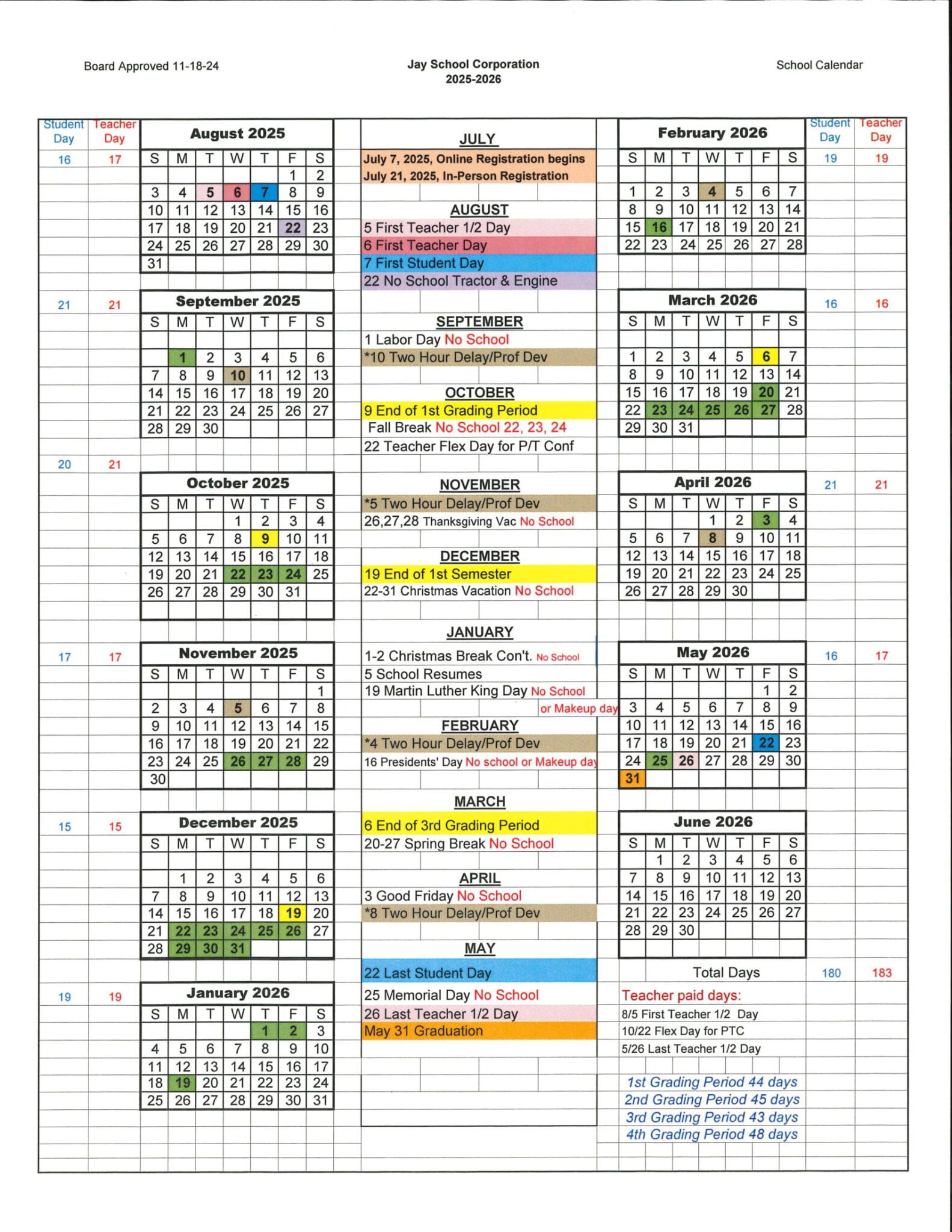The Jay School Corporation Calendar 25-26 Revised [PDF] - EduCounty