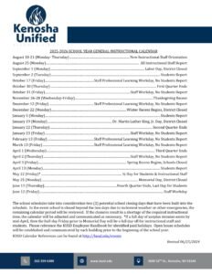 Kenosha Unified School District calendar
