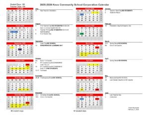 Knox Community School Corporation calendar