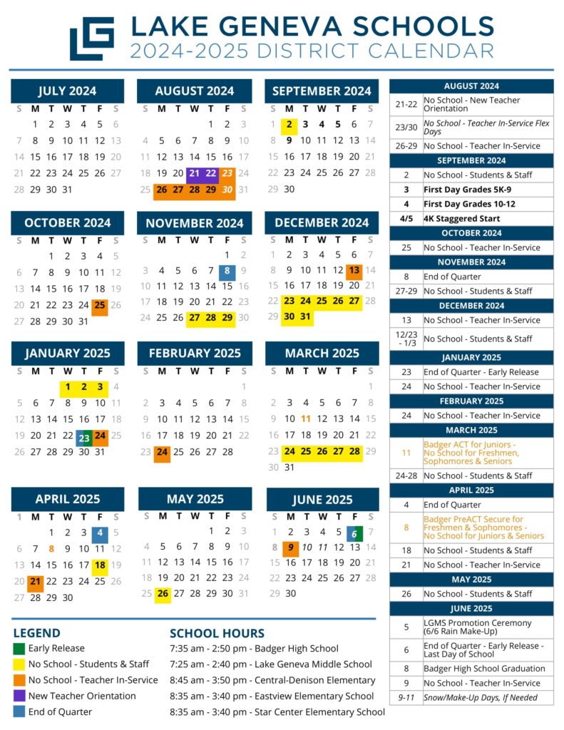 lake geneva schools calendar