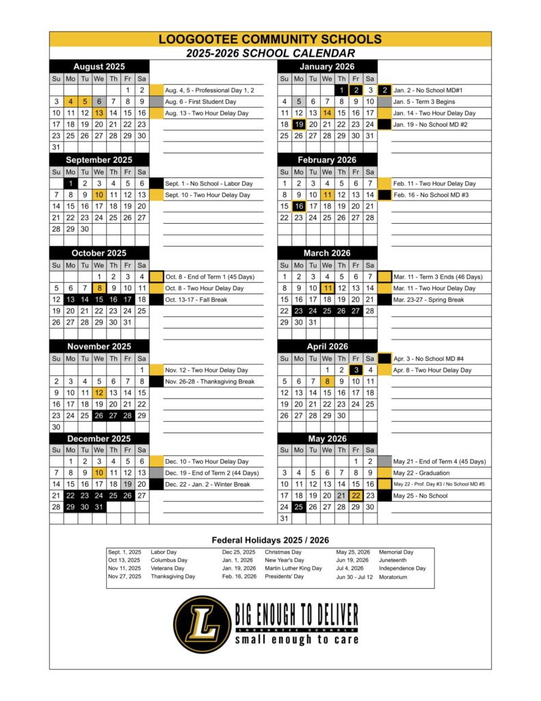 Loogootee community schools calendar