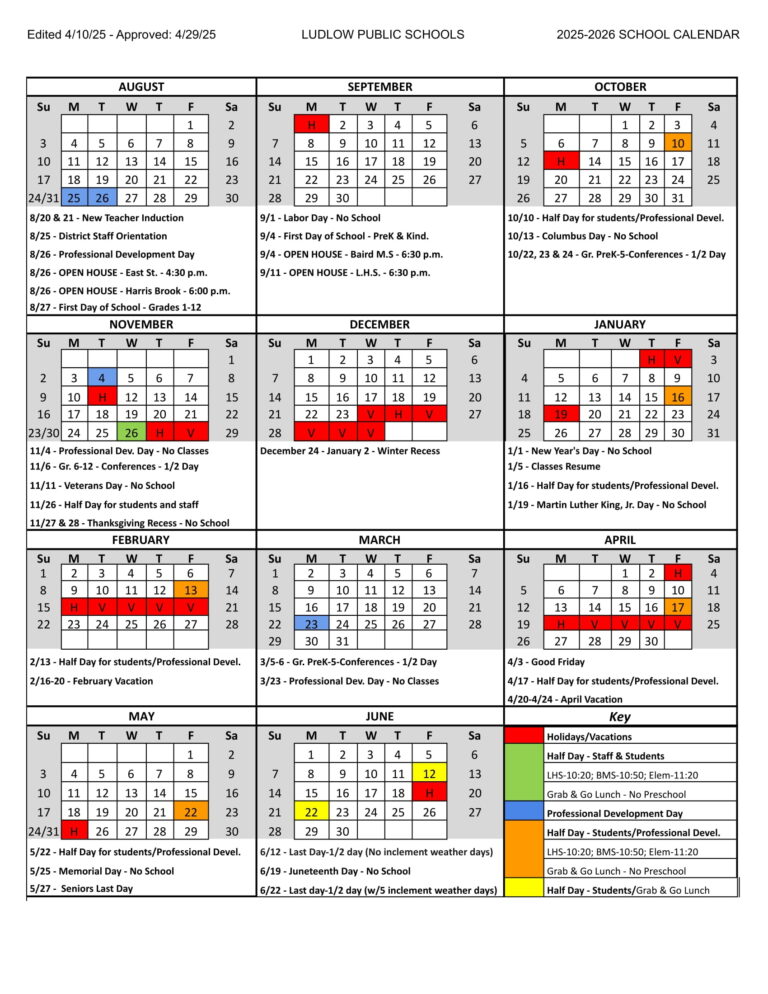Ludlow Public Schools Calendar 25 26 Revised PDF EduCounty Ludlow Public Schools Calendar 25 26 Revised PDF EduCounty
