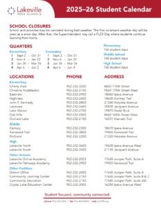 Lakeville Area Schools 25-26, calendar