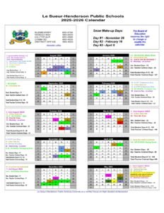 Le Sueur-Henderson Public Schools calendar