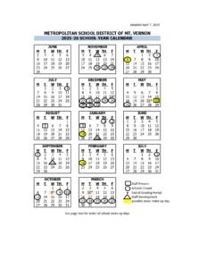 msd of vernon calendar