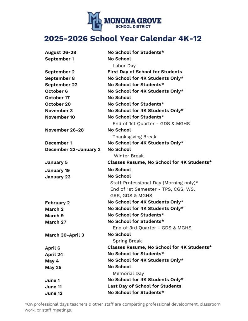 monona grove school calendar wi