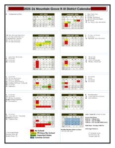 MOUNTAIN GROVE SCHOOLS CALENDAR