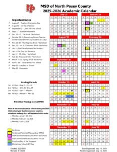 MSD of North Posey County calendar