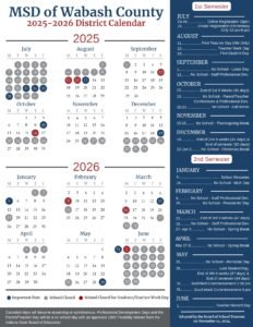 MSD of Wabash County Schools Calendar
