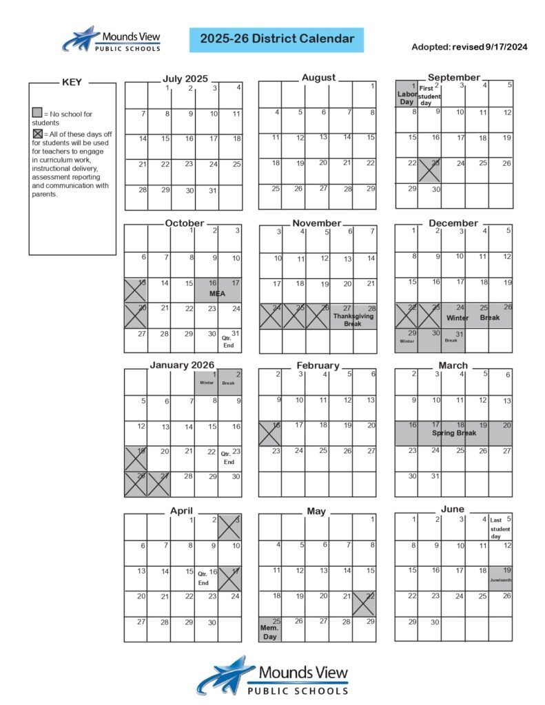 mounds view public schools calendar