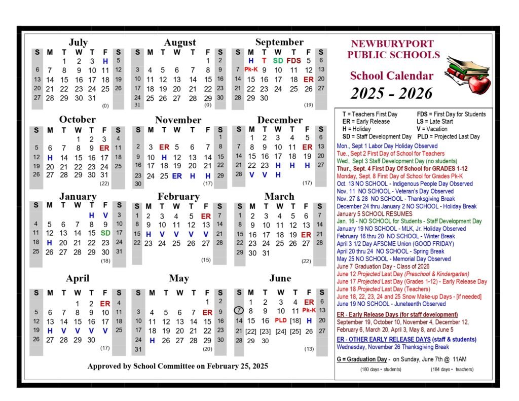 Newburyport Public Schools Calendar