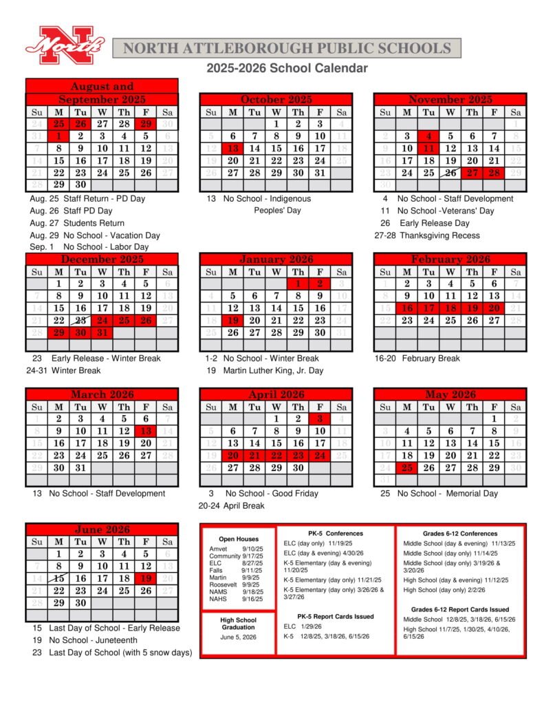 North Attleborough Public Schools CALENDAR
